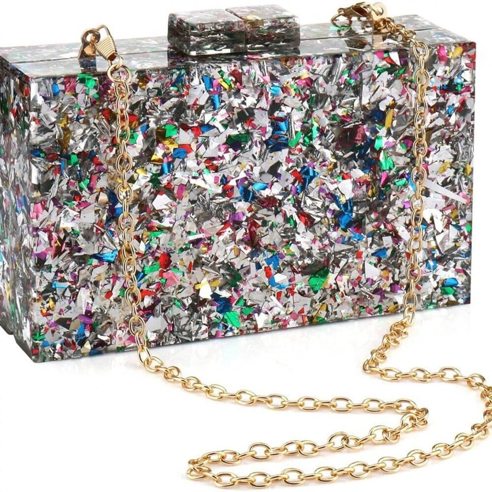 Women Clutches Evening Bags Acrylic Multicolor Purses and Handbags Shoulder Cros